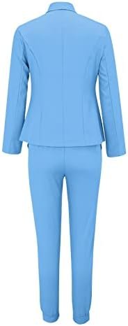 Women's Two Piece Lapels Suit Set Office Long Sleeve Jacket Pant Suit Slim Fit Trouser Jacket Womens Snow Pants