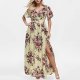 Plus Size Neck Party Short Sleeve Boho Print Women Floral Dress Cotton Dresses for Women Casual Summer