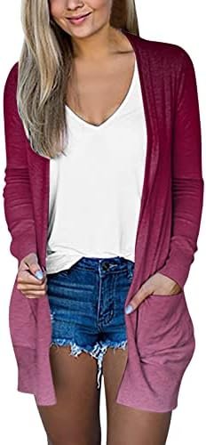 Long Sleeve for Women Fall Open Front with Pockets Casual Duster Lightweight Sweater