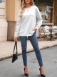 Women's Textured Sweatshirt Comfy Casual Long Sleeve Solid Knit Tops Shirts