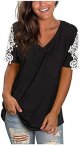 Women's Tank Tops V Neck Casual Blouse Tunic Womens Short Sleeve Summer Blouses