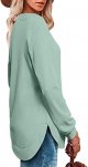 Sweatshirt Long Sleeve Shirts High Low Tops Curved Hem