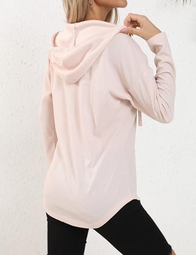 Women's V Neck Hoodies Long Sleeve Sweatshirt Drawstring Pullover Tops with Pocket