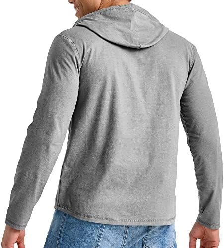 Mens Lightweight Jersey Hoodie, Cotton Hooded Sweatshirt With Collar