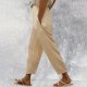 Women's Casual Pants Side Button Fashion Pants Loose Elastic Waist Straight Comfort Pants with Pockets Vertical