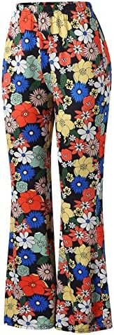Women High Waist Printing Easy Trousers Long Pants Boho Beach Pockets Pants Womens Yoga Clothes
