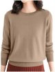 Women's Casual Loose Fit Knitted Pullover Sweater Low Cut Round Neck Lightweight Long Sleeve Lace up Pullover