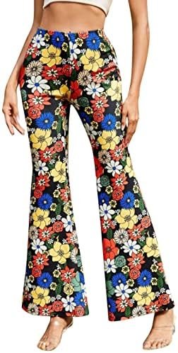 Women High Waist Printing Easy Trousers Long Pants Boho Beach Pockets Pants Womens Yoga Clothes