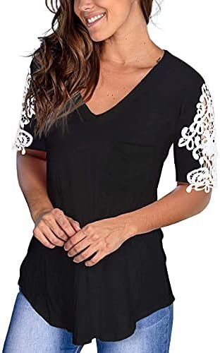 Women's Tank Tops V Neck Casual Blouse Tunic Womens Short Sleeve Summer Blouses