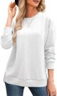 Women's Textured Sweatshirt Comfy Casual Long Sleeve Solid Knit Tops Shirts