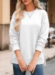 Women's Textured Sweatshirt Comfy Casual Long Sleeve Solid Knit Tops Shirts