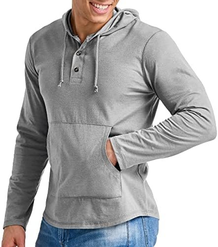 Mens Lightweight Jersey Hoodie, Cotton Hooded Sweatshirt With Collar