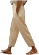 Women's Casual Pants Side Button Fashion Pants Loose Elastic Waist Straight Comfort Pants with Pockets Vertical